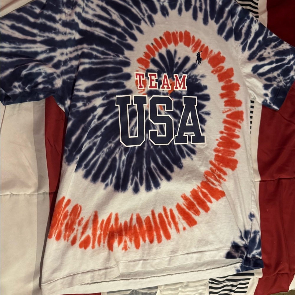 Ralph Lauren Kids USA Tie-Dye Shirt - Red, Blue, White